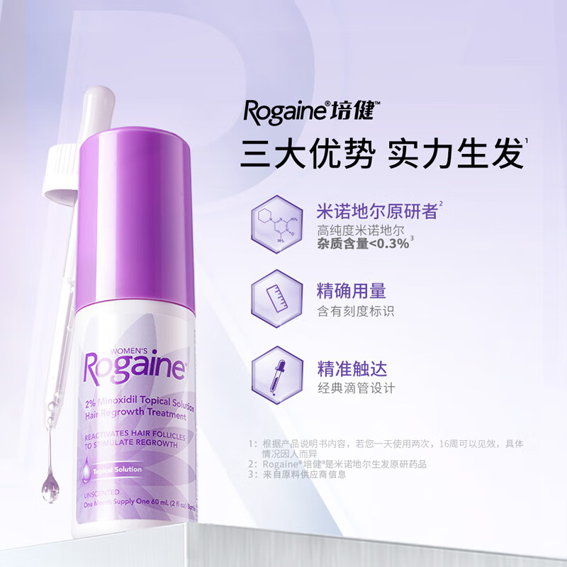 Rogaine落健/培健 米诺地尔酊2%女性防脱育发护理溶液 60ml*